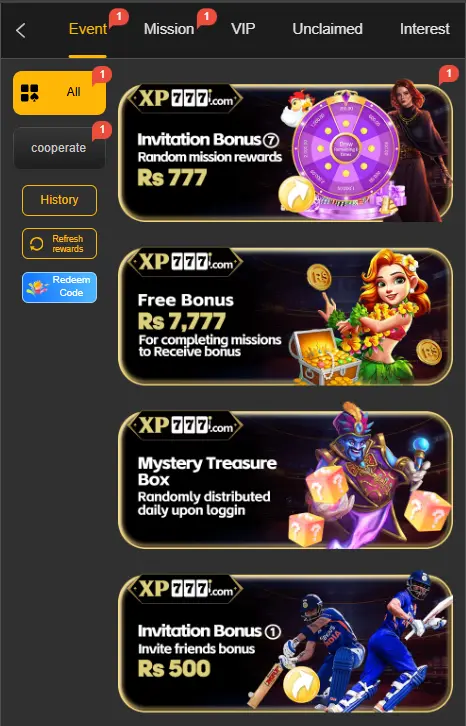 XP777 Game Bonuses