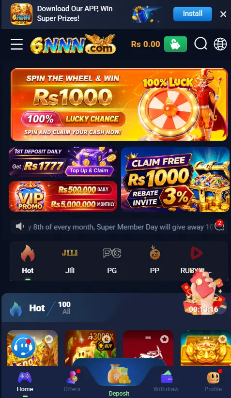 6NNN Game Mobile screenshot Home Page