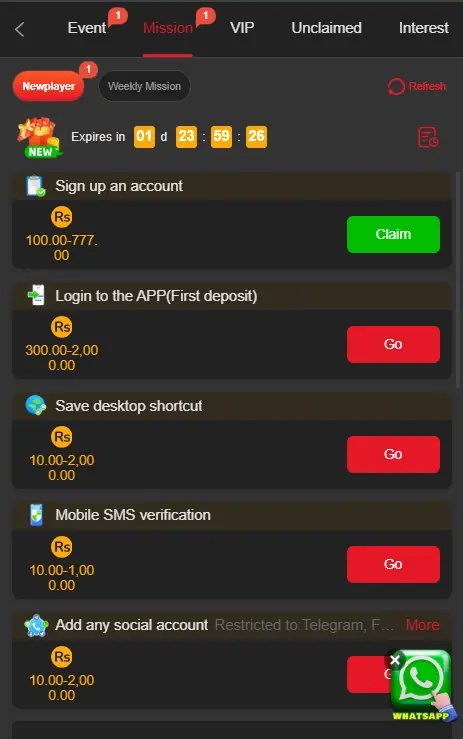 AC777 Game Bonuses interface