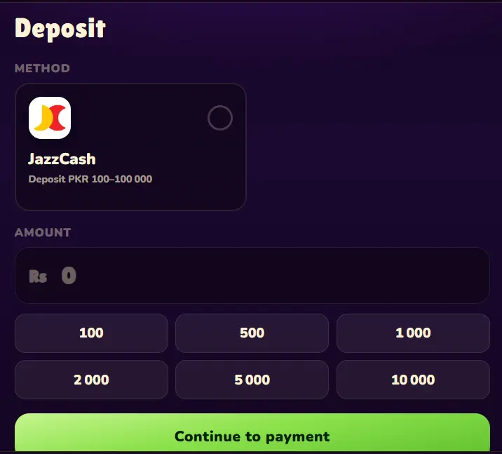 PkGame99 Deposit interface