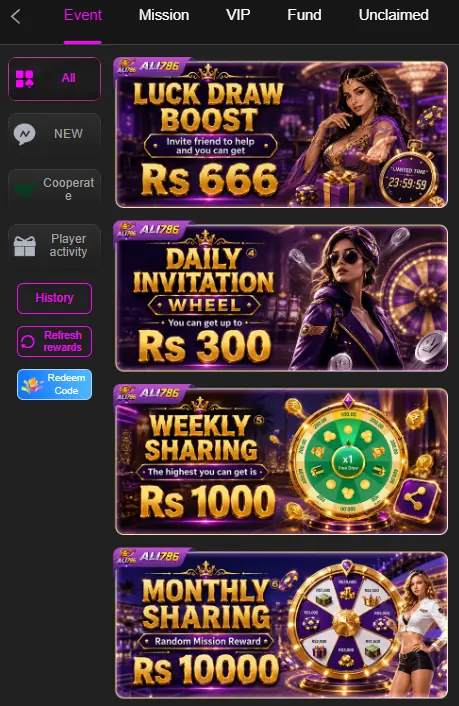 ALI786 Game Bonuses interface