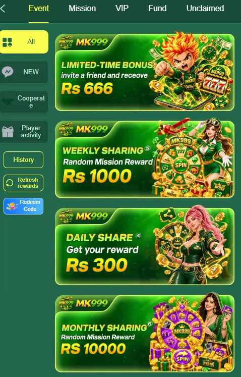 mk999 game promotion and bonuses